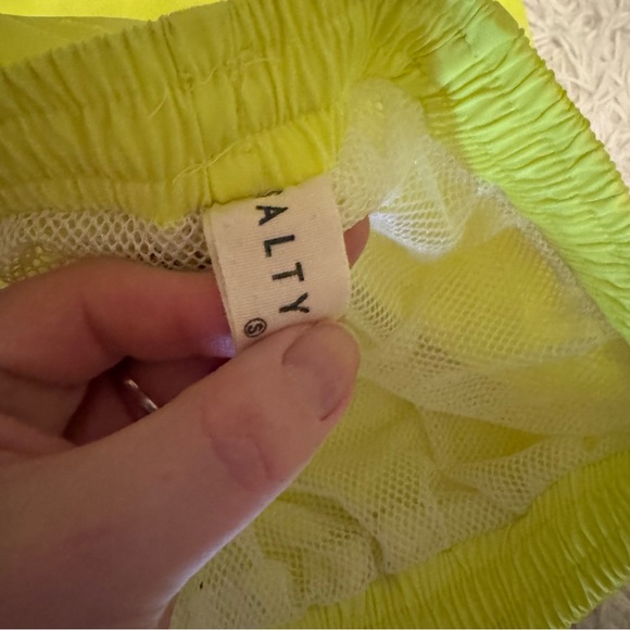 Neon Yellow-Green Athletic Shorts with Pockets - Picture 7 of 7